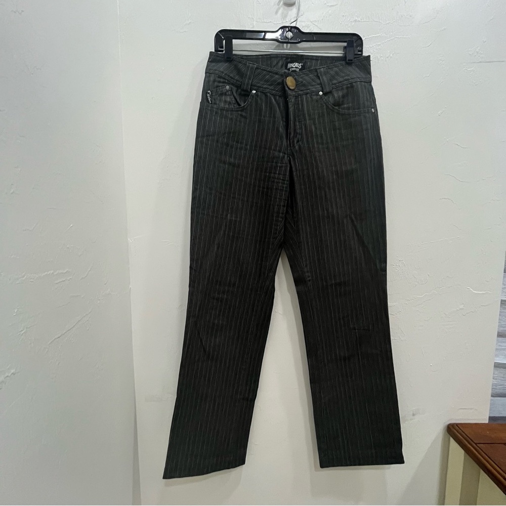 Angels Stretch Women Gray Stripped Jean Size 40 Made‎ In Italy Big Button 1585
